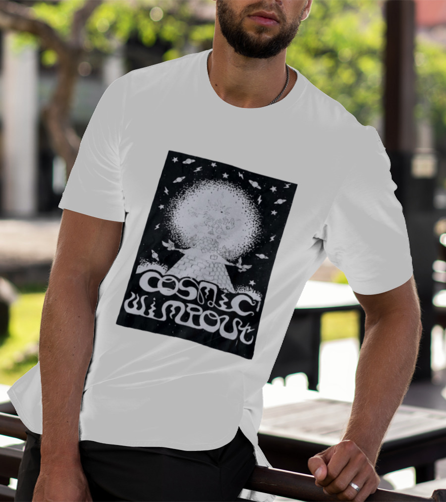 Cosmic Wimpout Psychedelic Pyramid Dice Explosion With UFOs And Stars T-Shirt