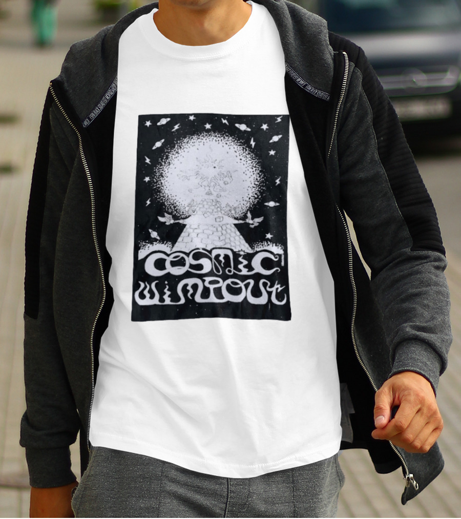 Cosmic Wimpout Psychedelic Pyramid Dice Explosion With UFOs And Stars T-Shirt