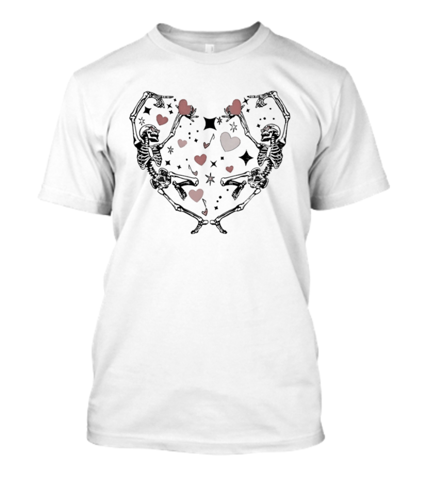 Dancing Skeletons Heart Valentine Love T-Shirt