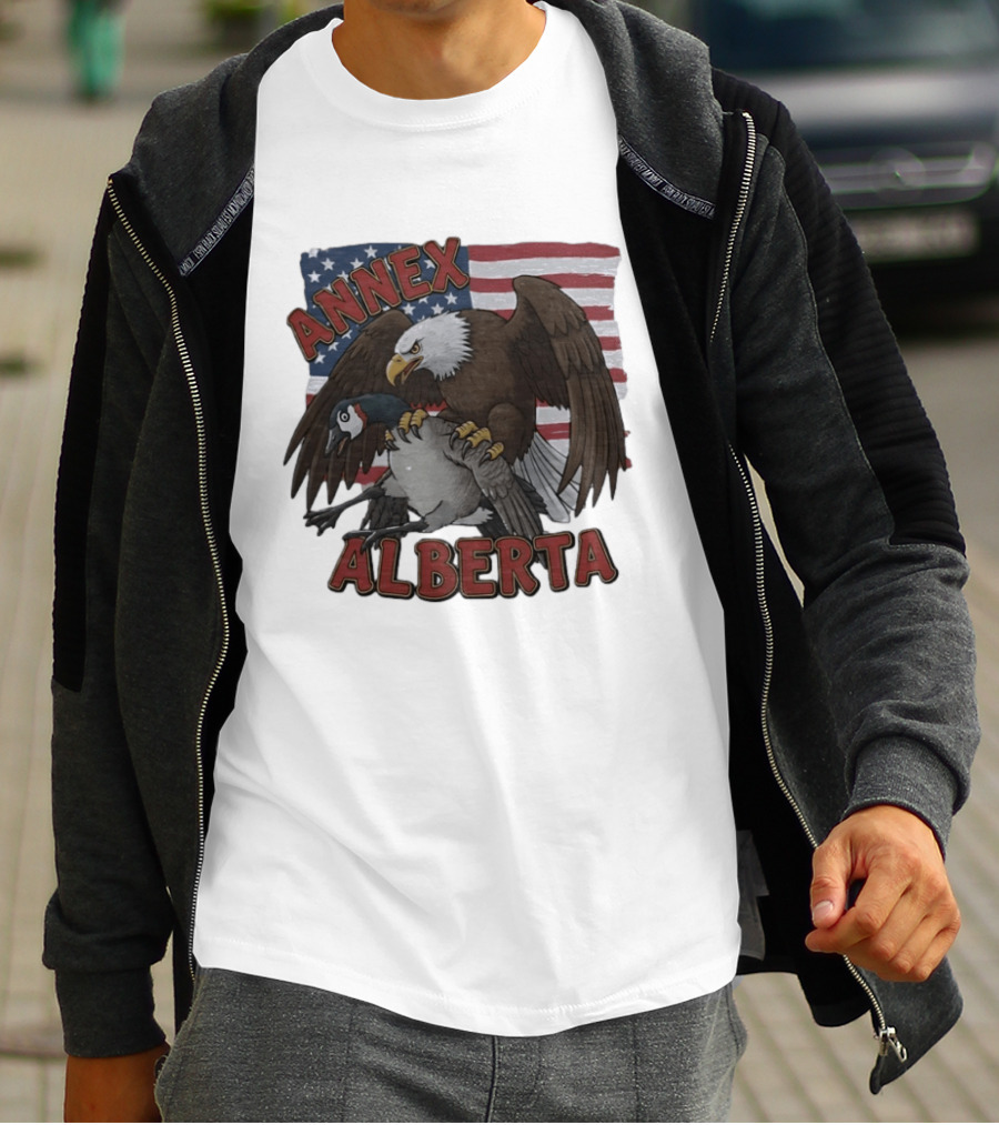 Annex Alberta Eagle Holding Goose American Flag T-Shirt