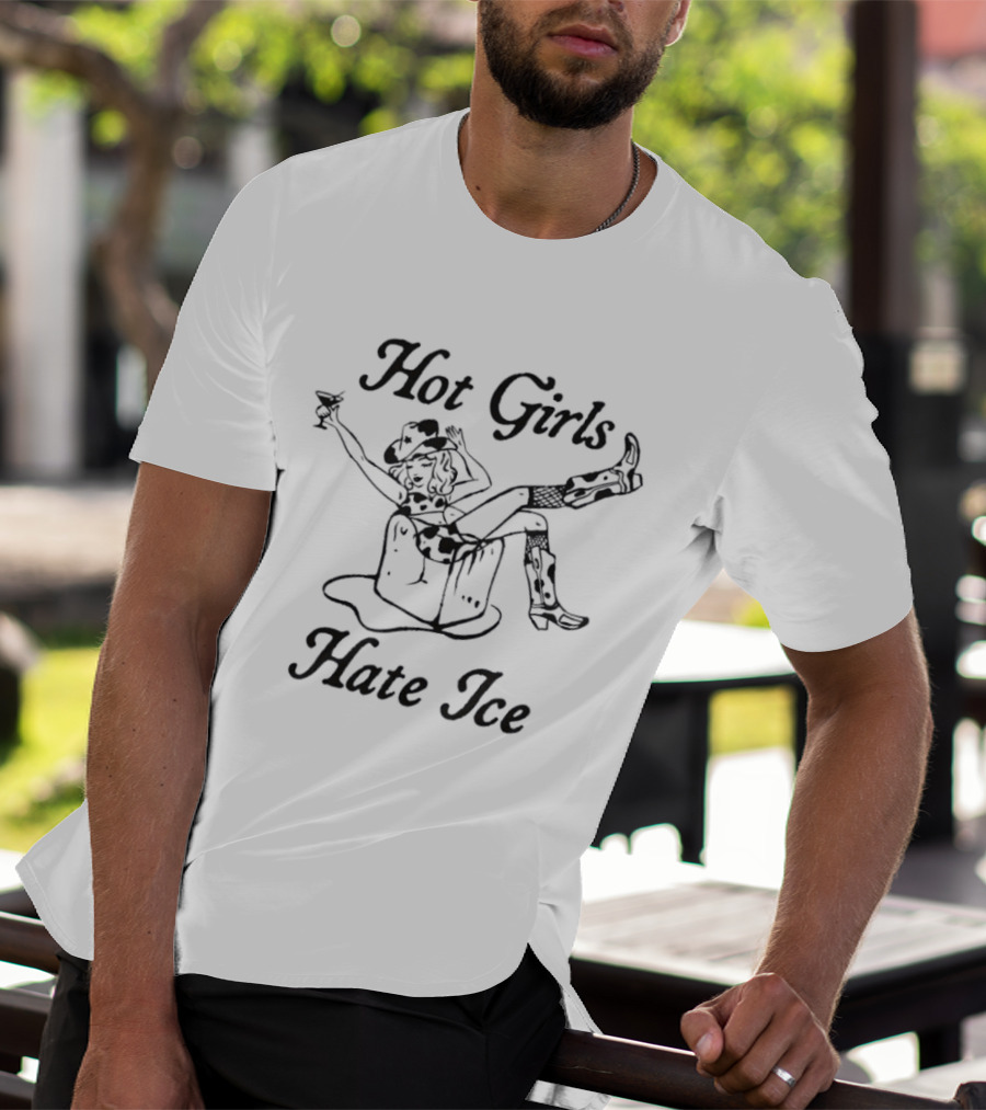 Hot Girls Hate Ice Cowgirl Boot Humor T-Shirt