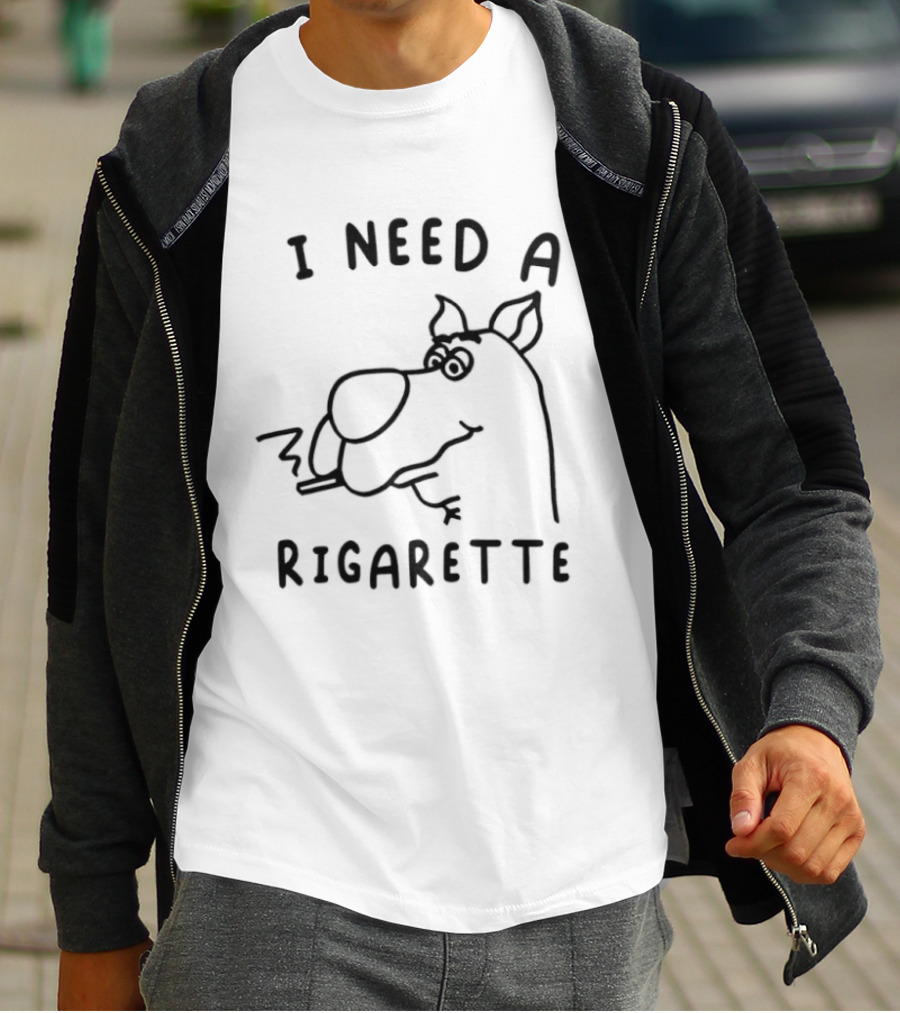 I Need A Rigarette Funny Cartoon Smoke T-Shirt