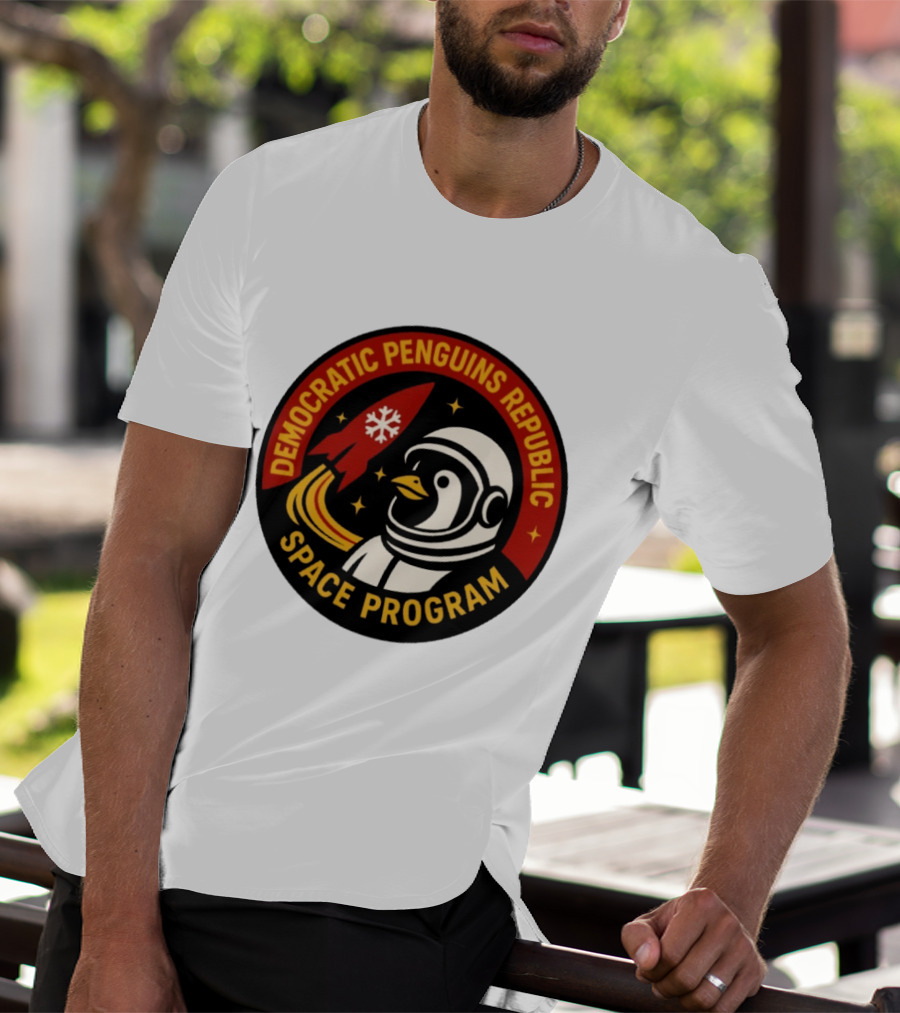Democratic Penguins Republic Space Program Astronaut Penguin Rocket T-Shirt