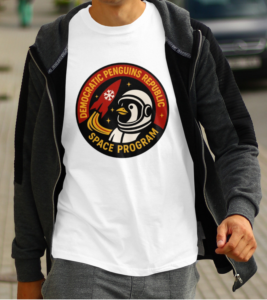 Democratic Penguins Republic Space Program Astronaut Penguin Rocket T-Shirt