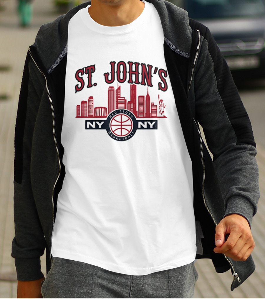 St John's Red Storm Basketball Skyline NY NY T-Shirt