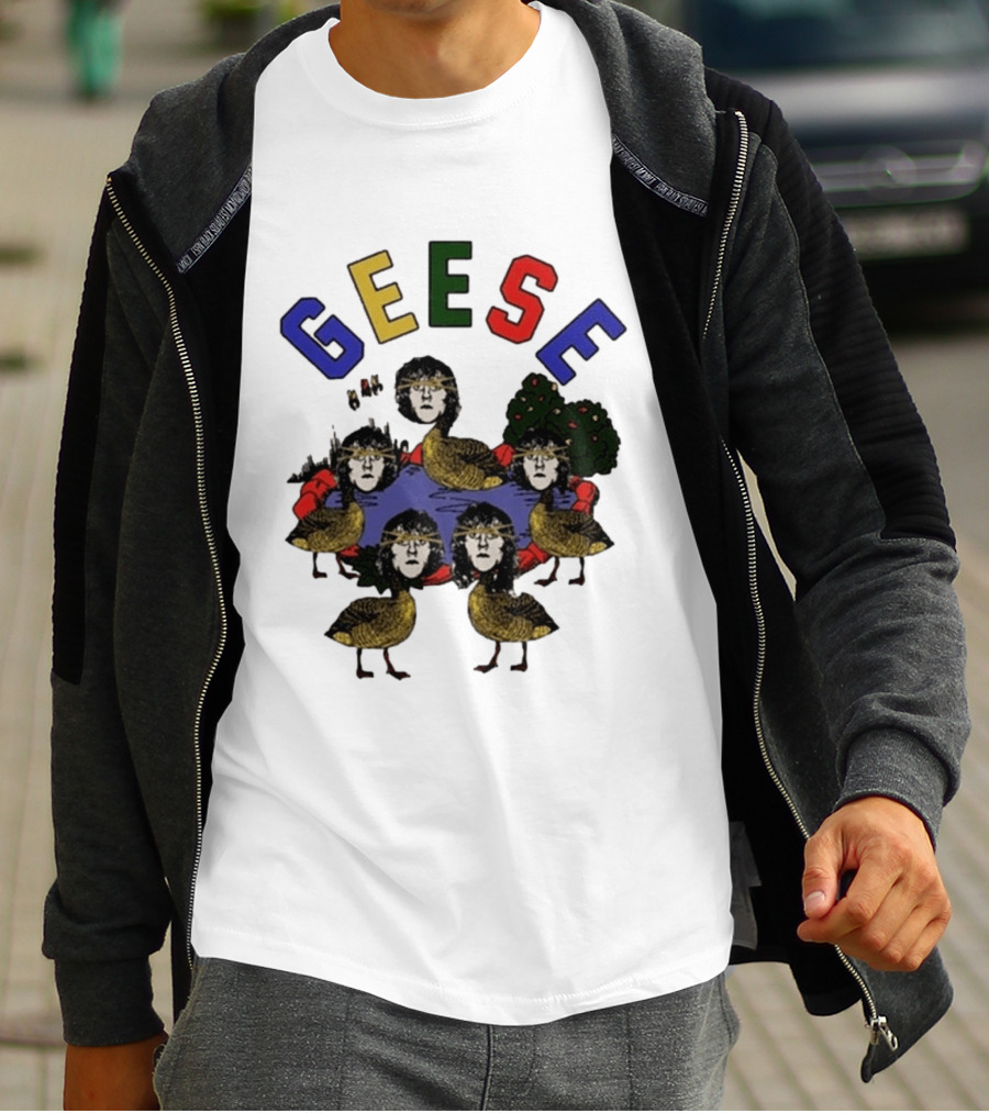 Geese Faces In Pond With Colorful Letters T-Shirt
