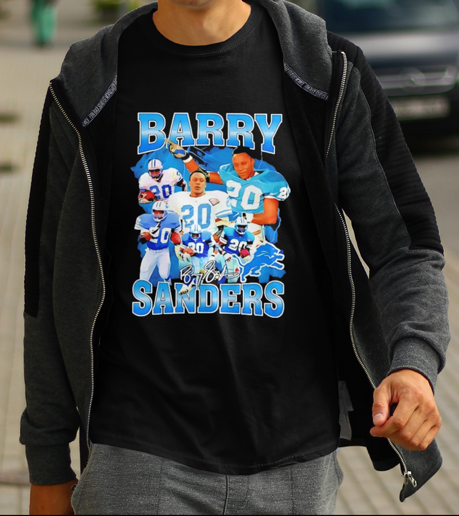 Barry Sanders 20 Detroit Lions Legend NFL Running Back Football T-Shirt