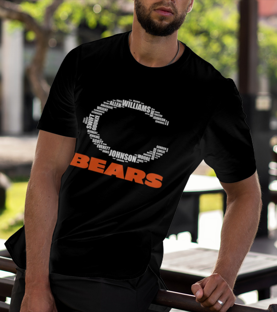 Chicago Bears Football Players C Shape Names Formation T-Shirt