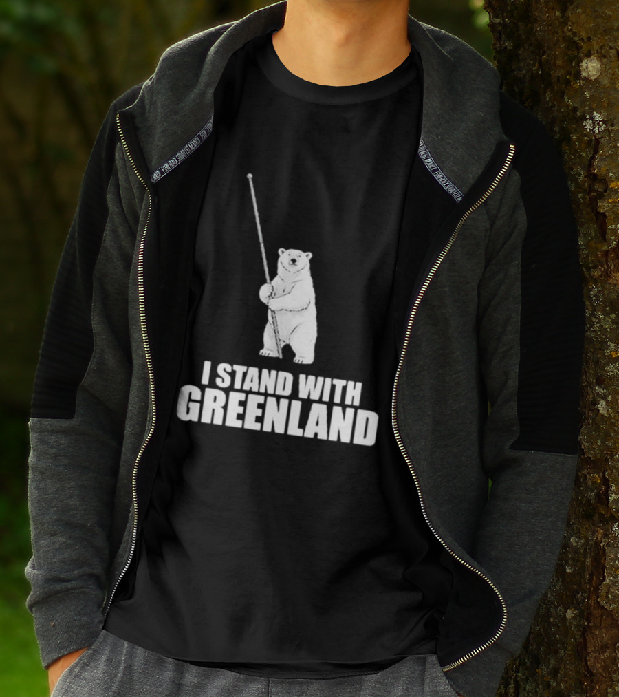 I Stand With Greenland Polar Bear Holding Staff T-Shirt