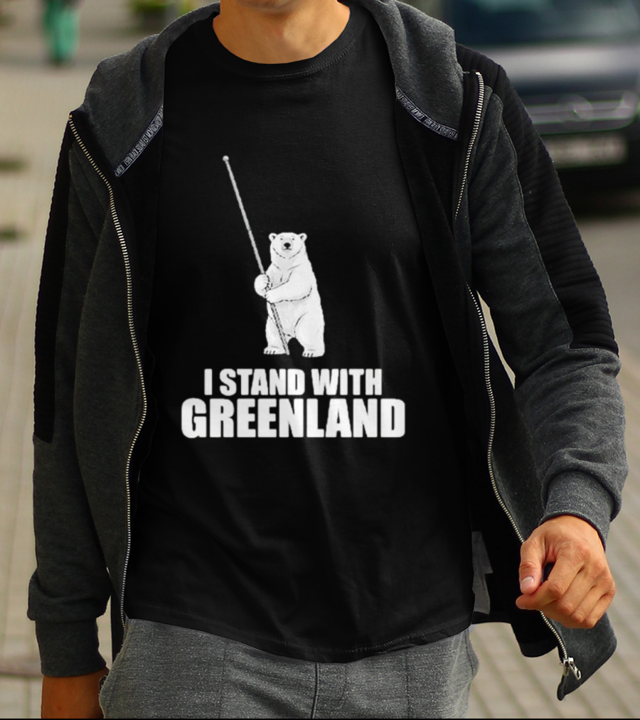 I Stand With Greenland Polar Bear Holding Staff T-Shirt