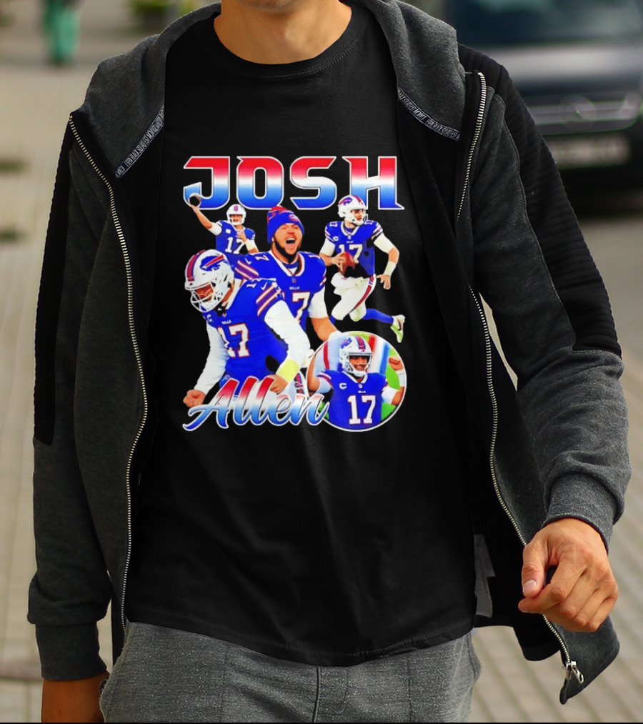 JOSH Allen Buffalo Bills Player 17 Collage 2026 T-Shirt