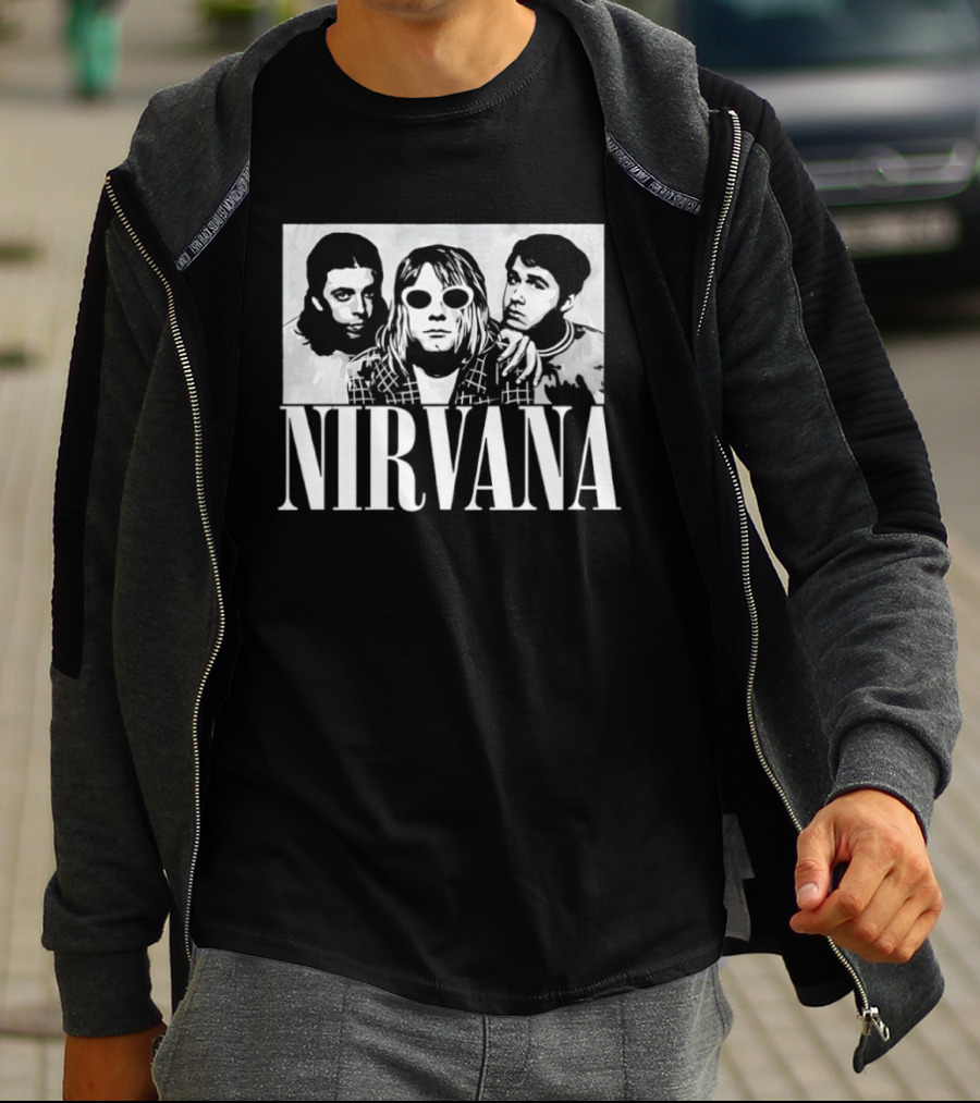 Krist Novoselic Kurt Cobain Pat Smear Nirvana Nevermind Album T-Shirt