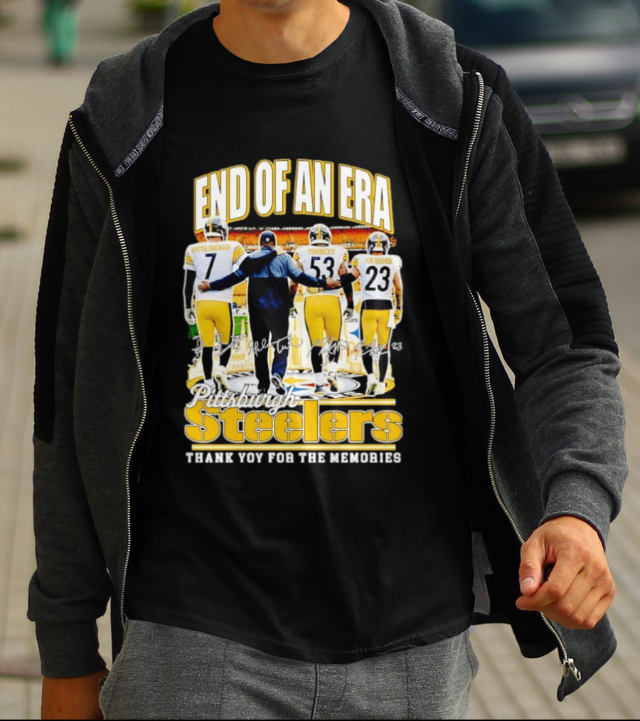 Pittsburgh Steelers End Of An Era Thank You For The Memories Ben Roethlisberger Maurkice Pouncey Joe Haden T-Shirt