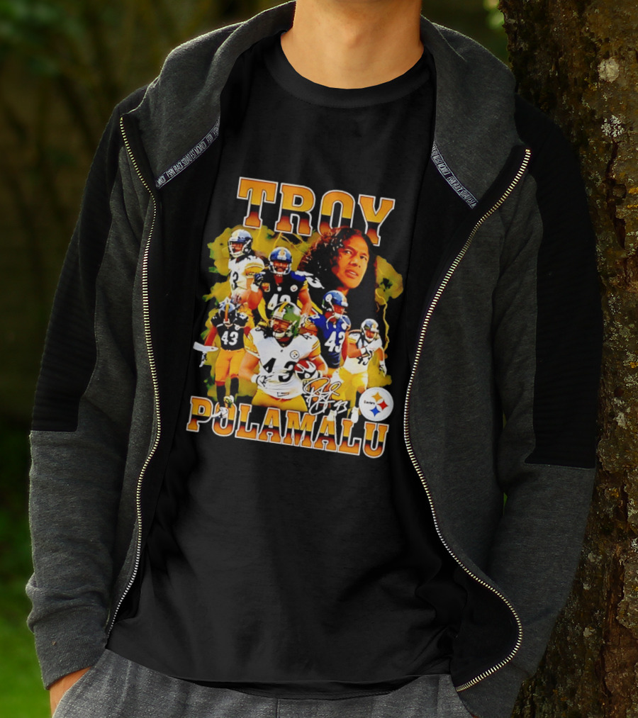Troy Polamalu 43 Pittsburgh Steelers Collage 2026 T-Shirt