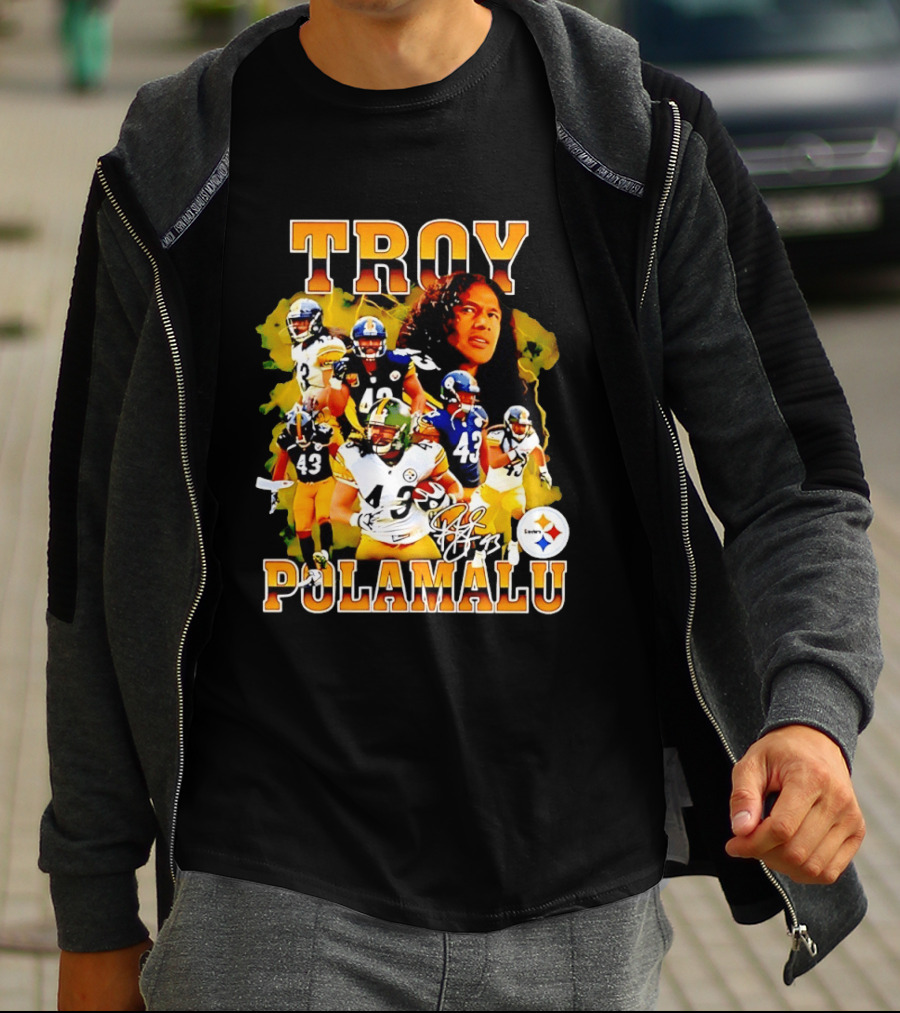 Troy Polamalu 43 Pittsburgh Steelers Collage 2026 T-Shirt