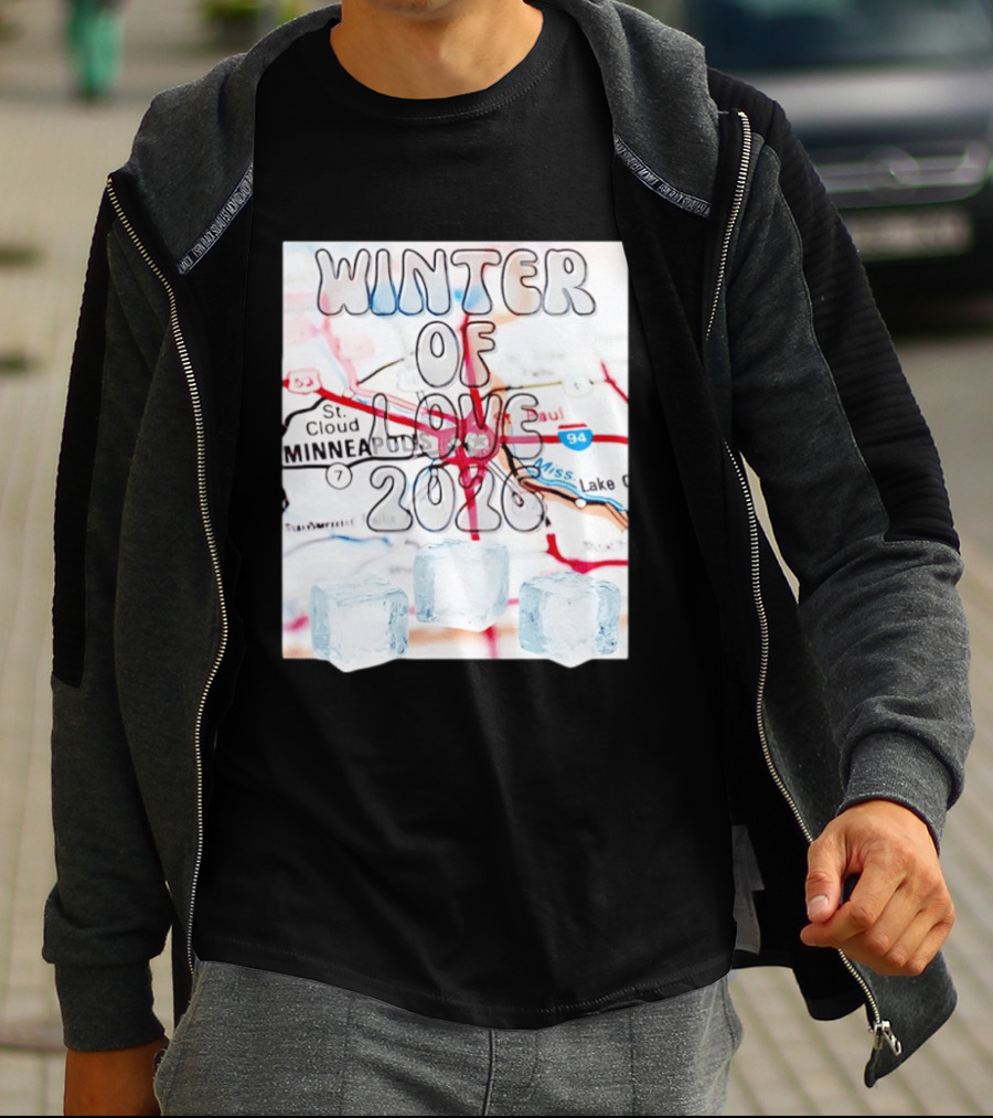 Winter Of Love 2026 Minneapolis Ice Map 94 7 T-Shirt