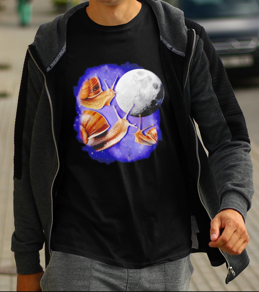 Yearning Snails Moon Cosmic Dreamscape Snail Galaxy T-Shirt