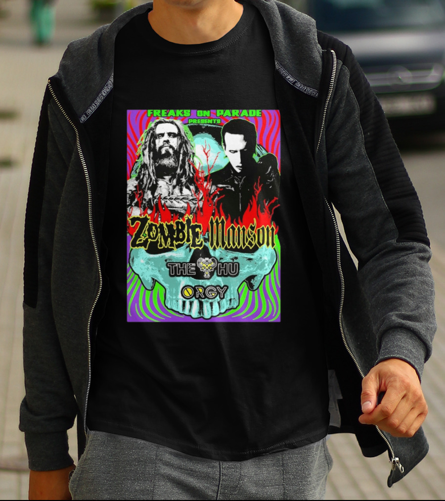 Freaks On Parade Presents Zombie X Manson The Hu Orgy 2026 T-Shirt