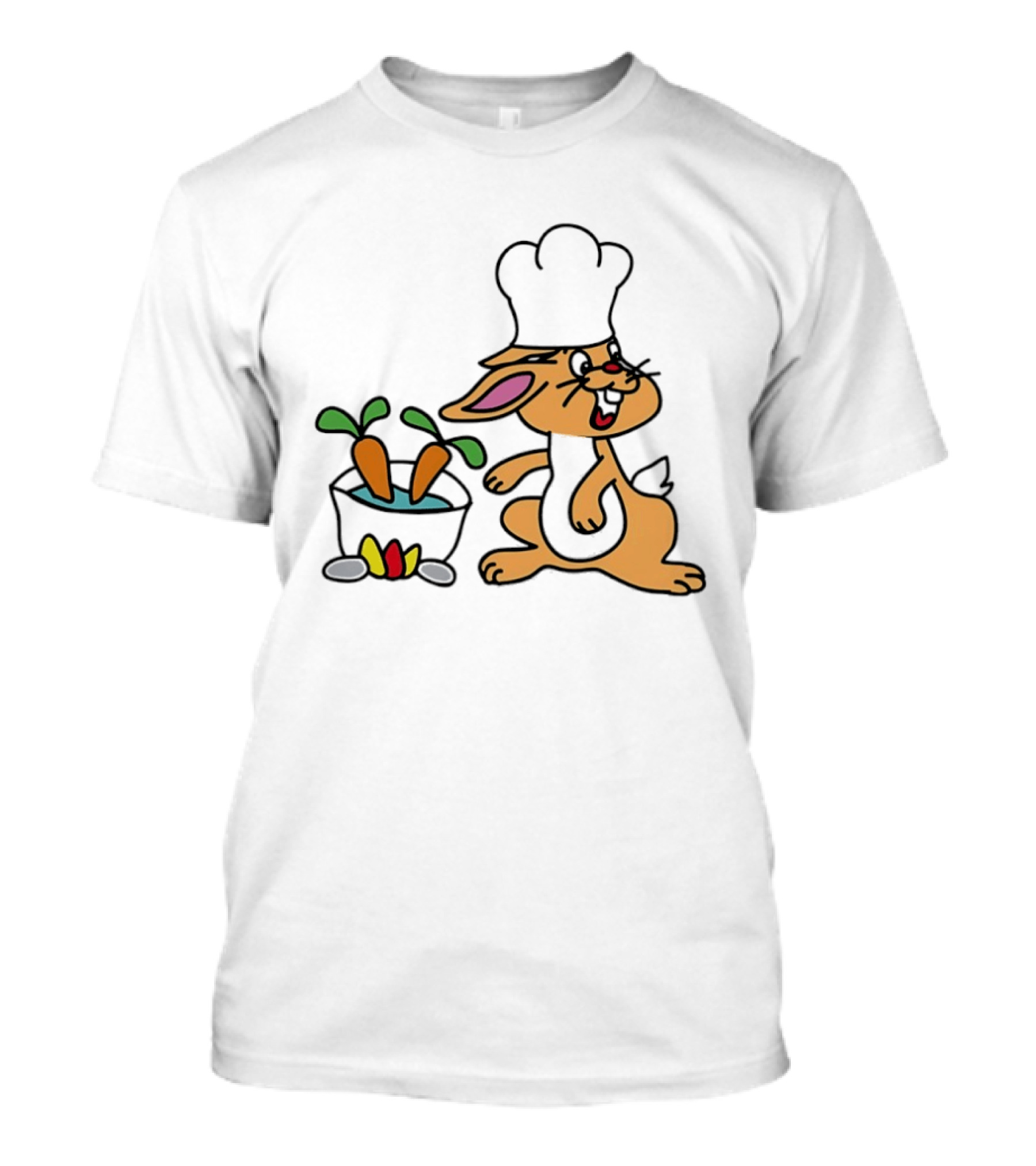 Cartoon Bunny Chef Cooking With Carrots And Pot T-Shirt