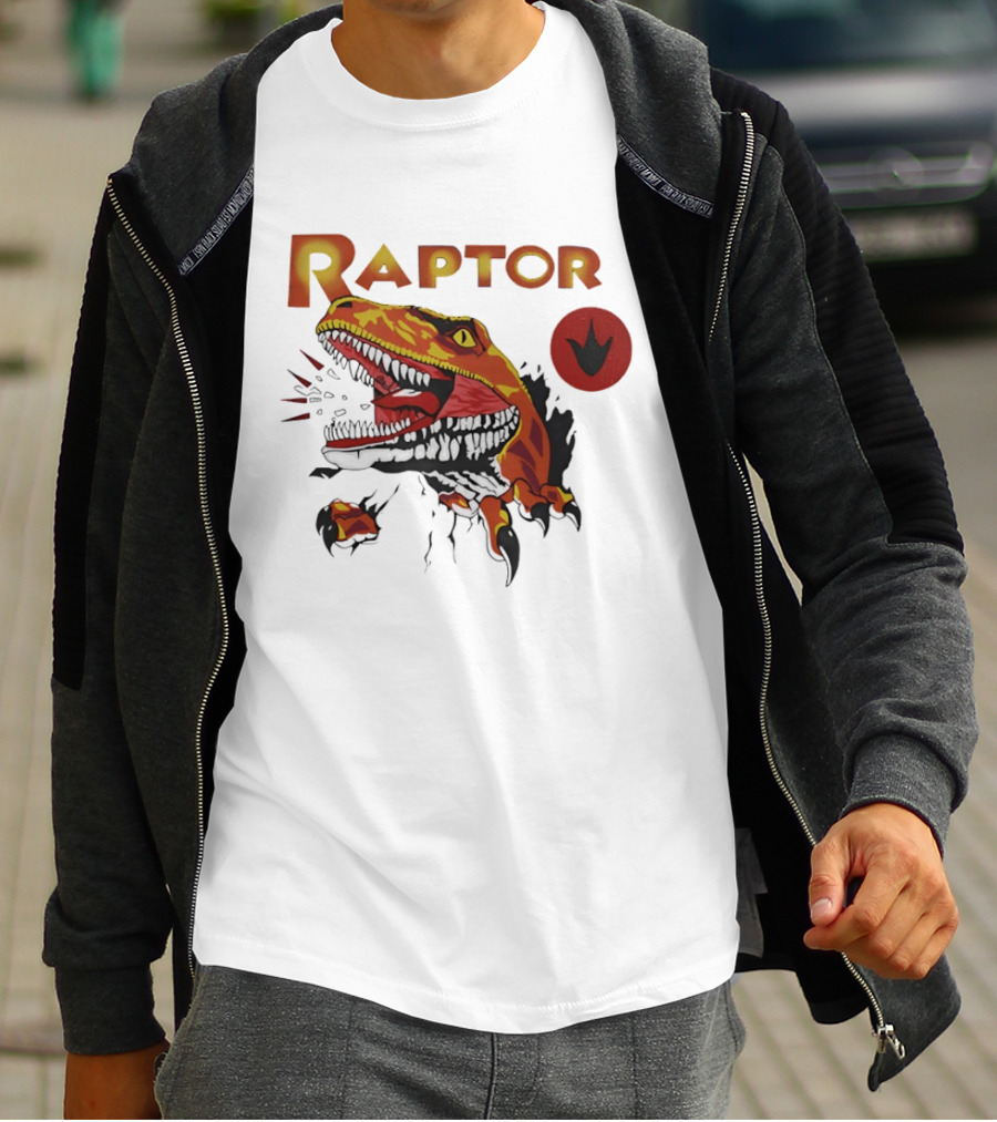 Raptor Ghost World Dinosaur Art Claw Print T-Shirt