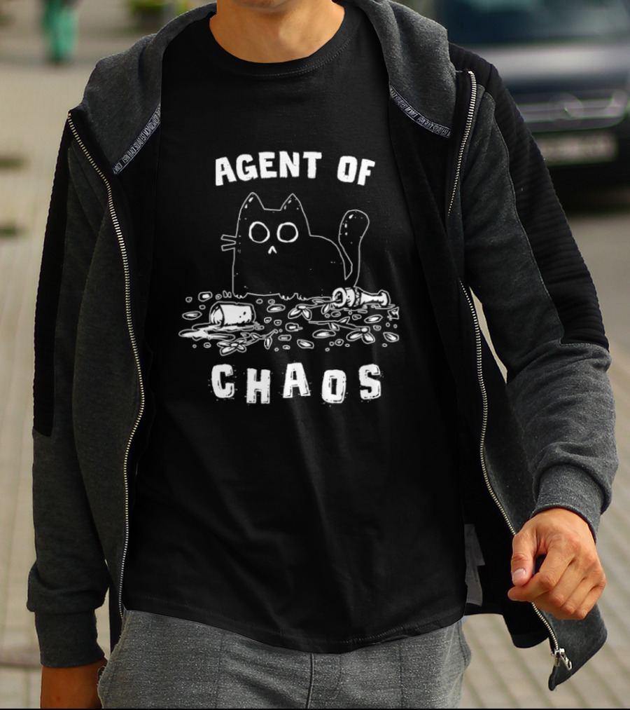 Agent Of Chaos Cat Surrounded By Destruction T-Shirt
