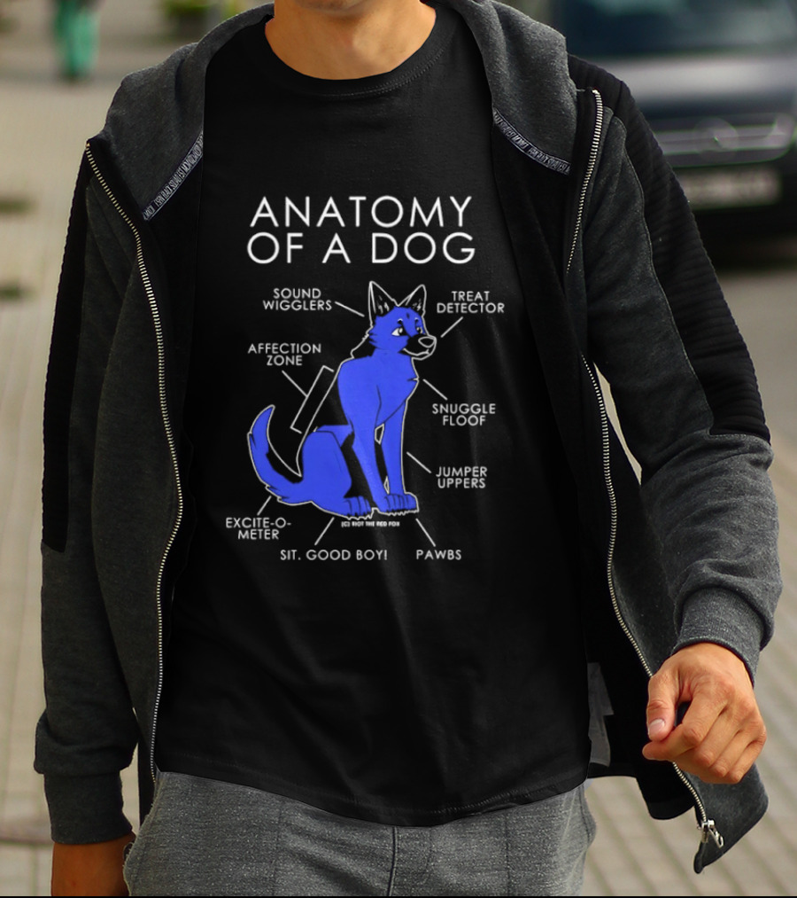 Anatomy Of A Dog Sound Wigglers Treat Detector Affection Zone Snuggle Floof Jumper Uppers Excite O Meter Sit Good Boy Paws T-Shirt