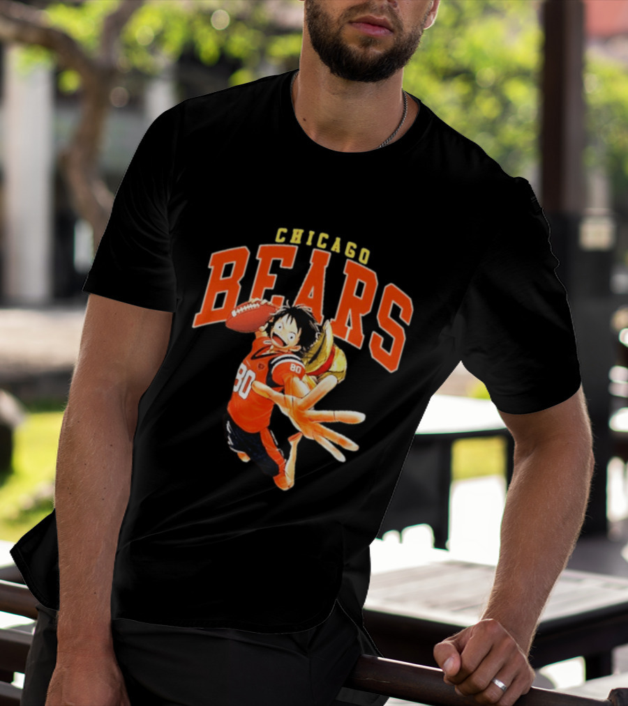 Chicago Bears One Piece Crossover Luffy Football Collaboration T-Shirt