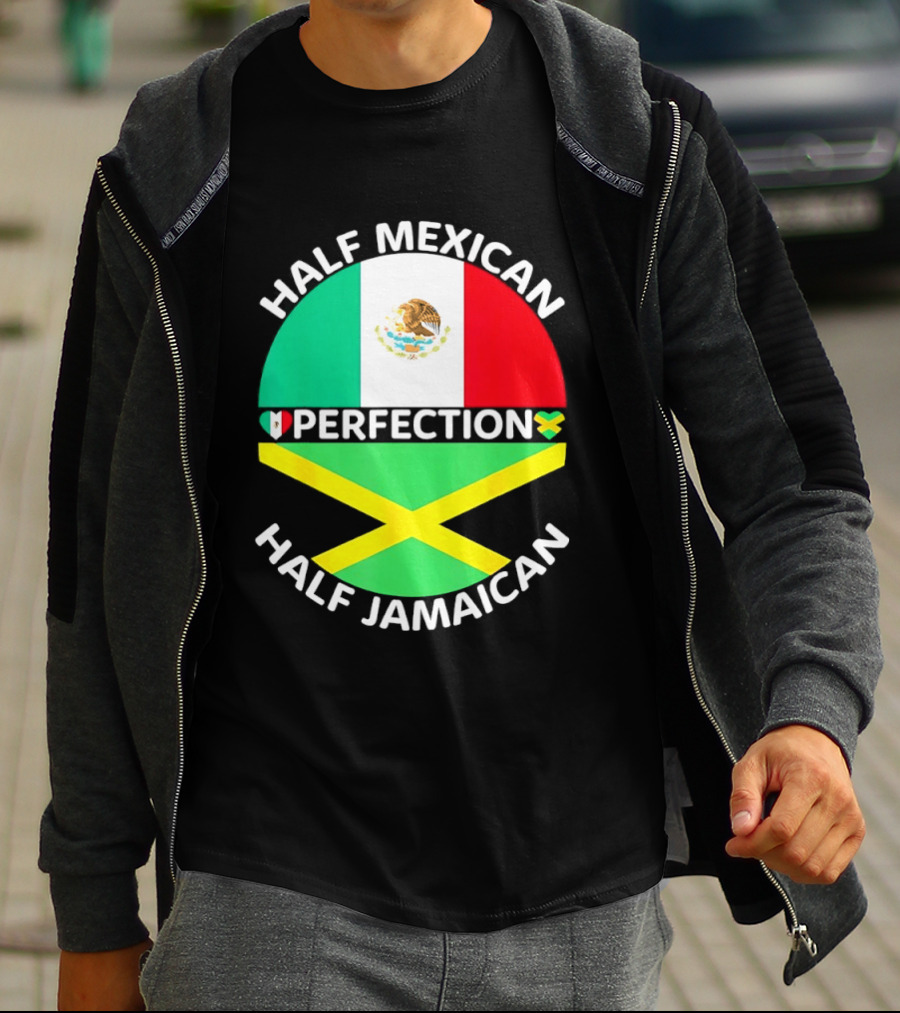 Half Mexican Perfection Half Jamaican Flag Fusion T-Shirt