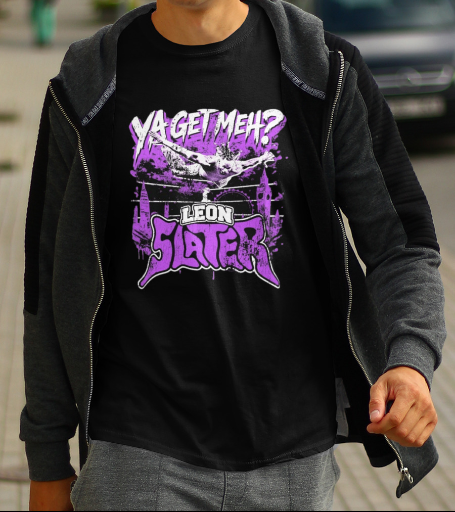 Leon Slater Ya Get Meh Wrestling Purple T-Shirt