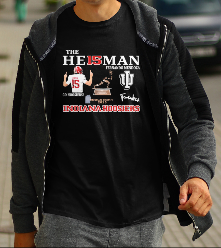 Fernando Mendoza 15 Indiana Hoosiers Heisman Trophy Indiana University Football T-Shirt
