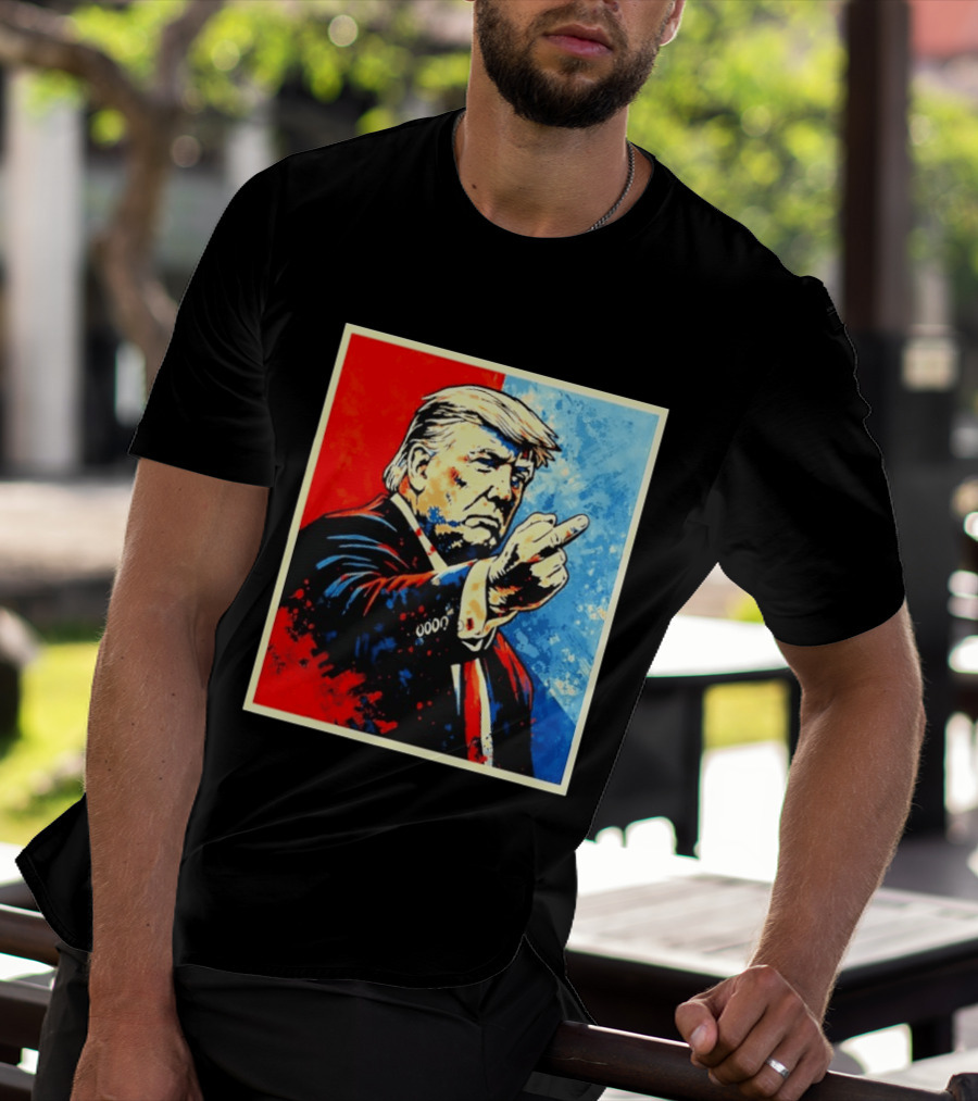 Trump 2026 Meme Middle Finger Red Blue Pop T-Shirt