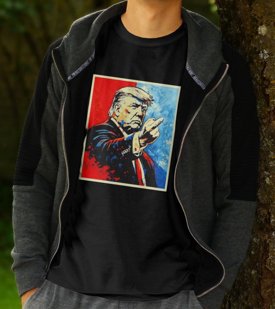 Trump 2026 Meme Middle Finger Red Blue Pop T-Shirt