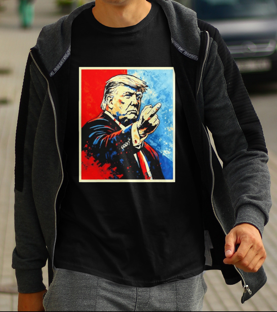 Trump 2026 Meme Middle Finger Red Blue Pop T-Shirt