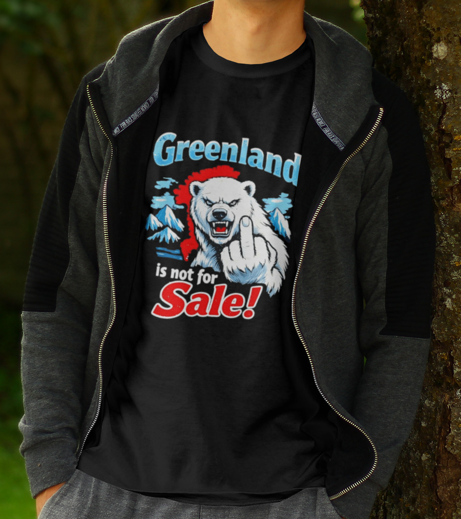 Greenland Is Not For Sale White Bear Middle Finger T-Shirt
