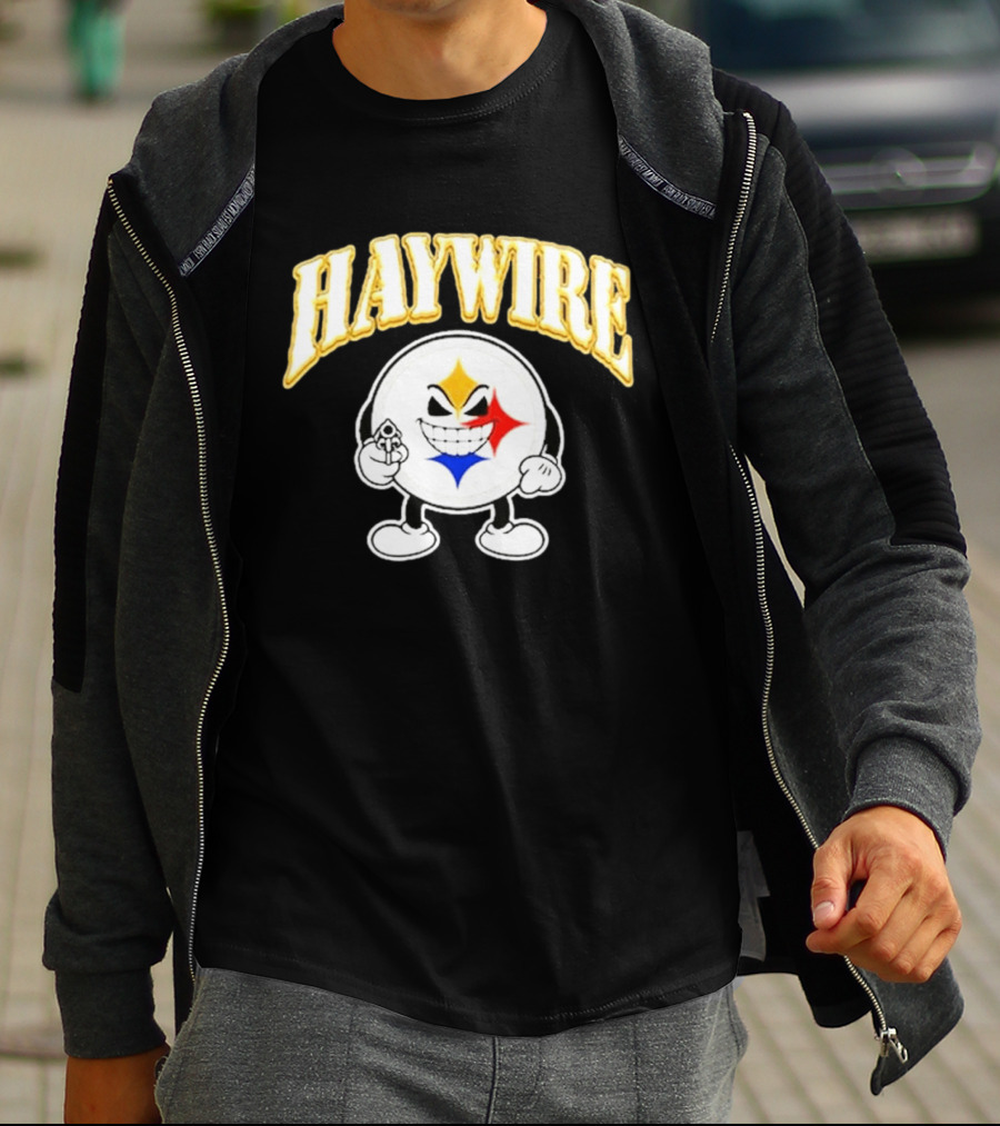 Pittsburgh Steelers Haywire Fun Character With Gun And Grin T-Shirt