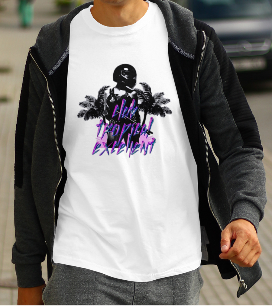 Club Tropical Excellent Palms And Helmet Fusion Retro Aesthetic T-Shirt