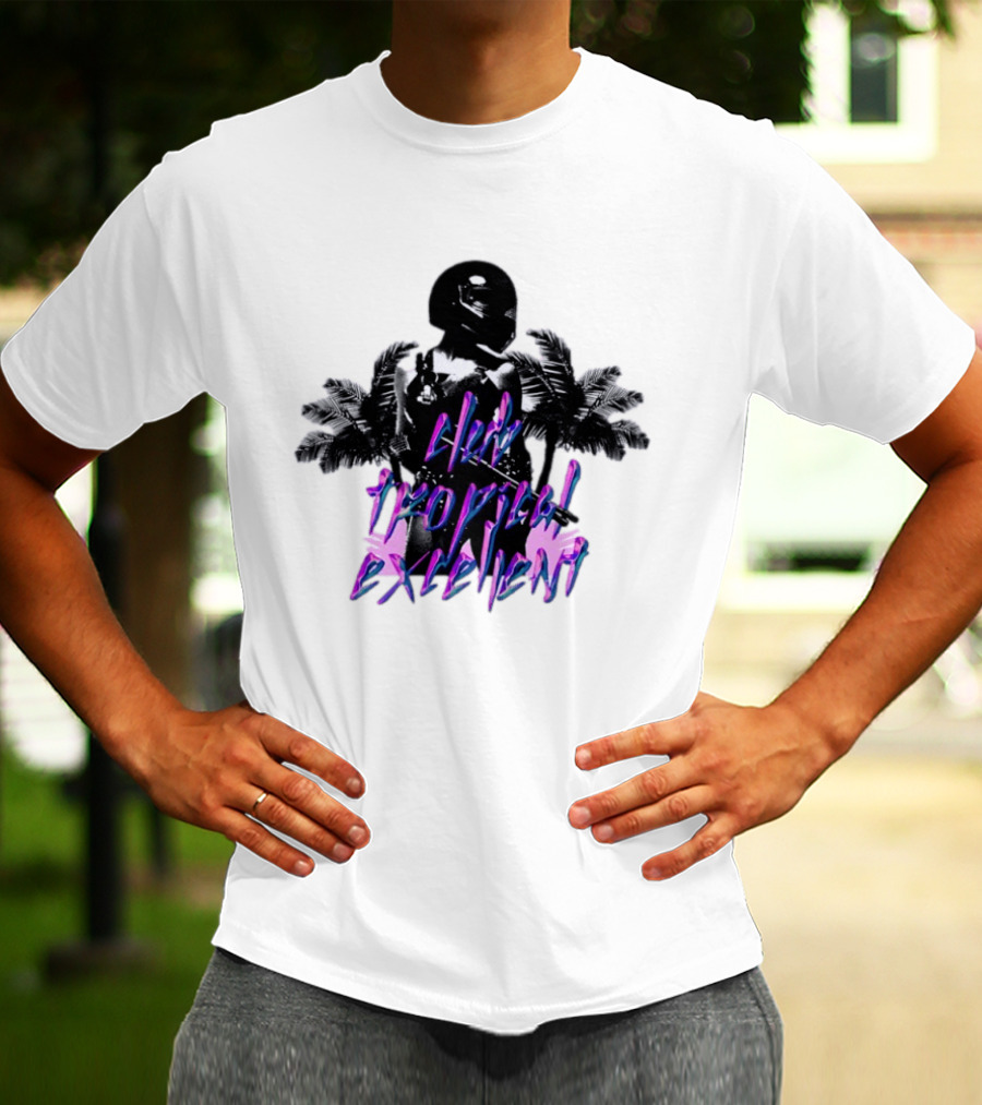 Club Tropical Excellent Palms And Helmet Fusion Retro Aesthetic T-Shirt