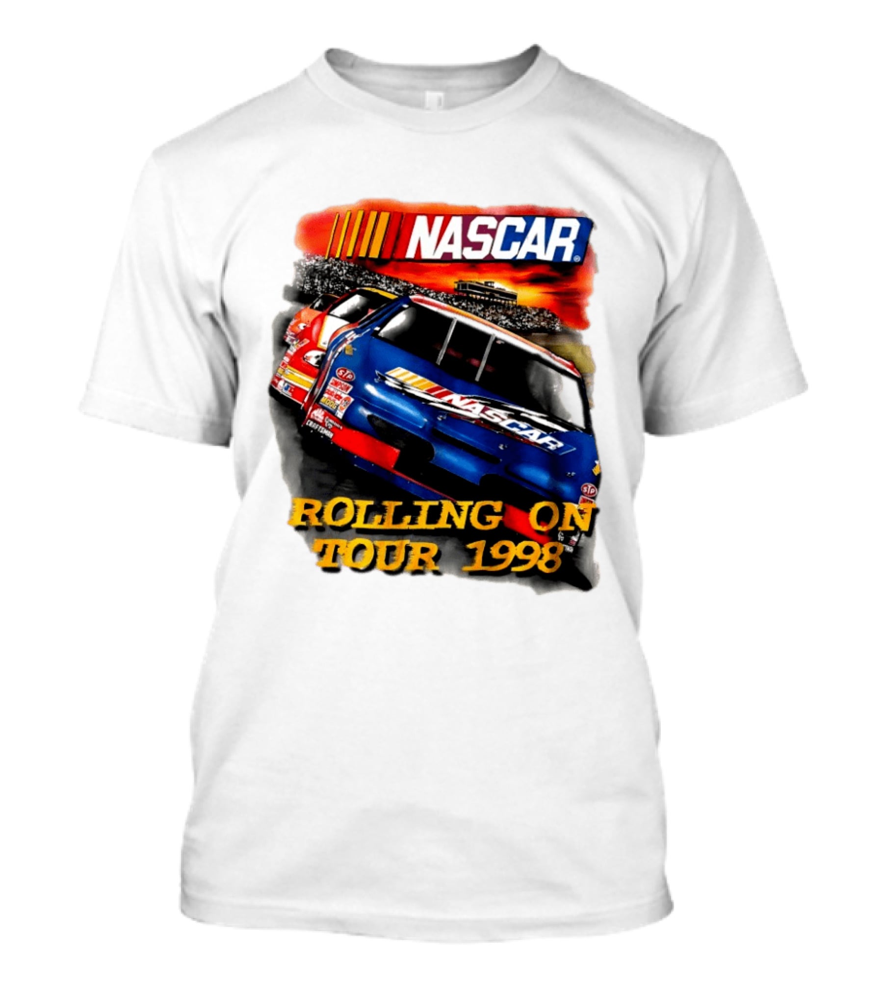 NASCAR Rolling On Tour 1998 Vintage Racing Scene T-Shirt