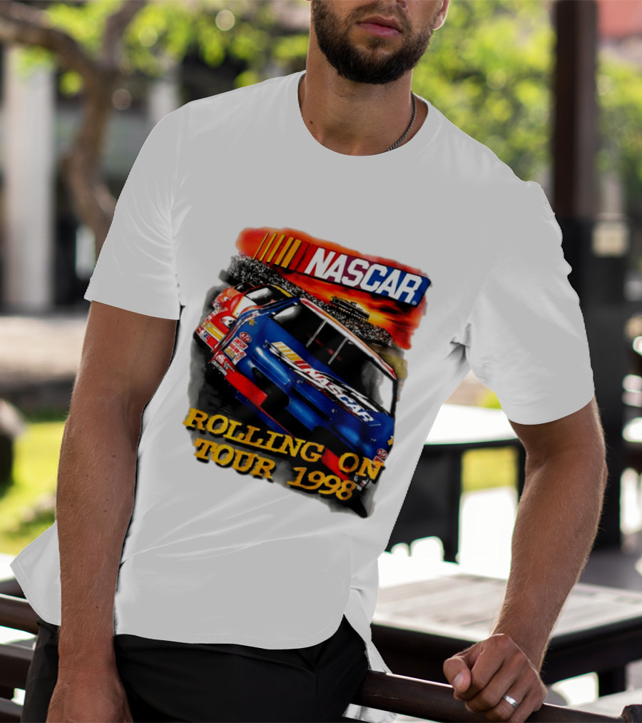 NASCAR Rolling On Tour 1998 Vintage Racing Scene T-Shirt