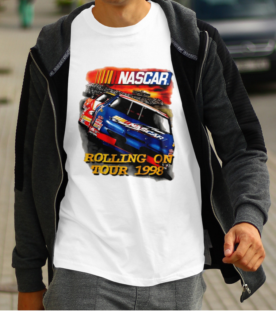 NASCAR Rolling On Tour 1998 Vintage Racing Scene T-Shirt