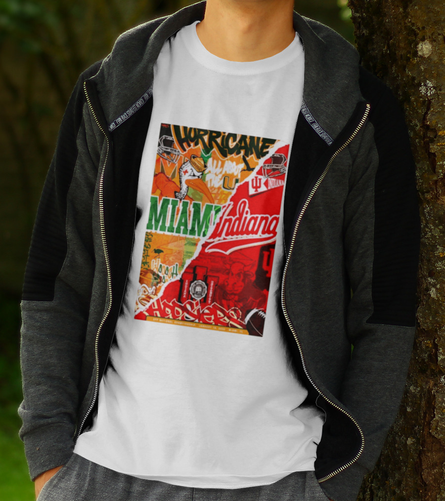 Miami Hurricanes Vs Indiana Hoosiers CFP National Championship January 19 2026 Wynwood Walls T-Shirt