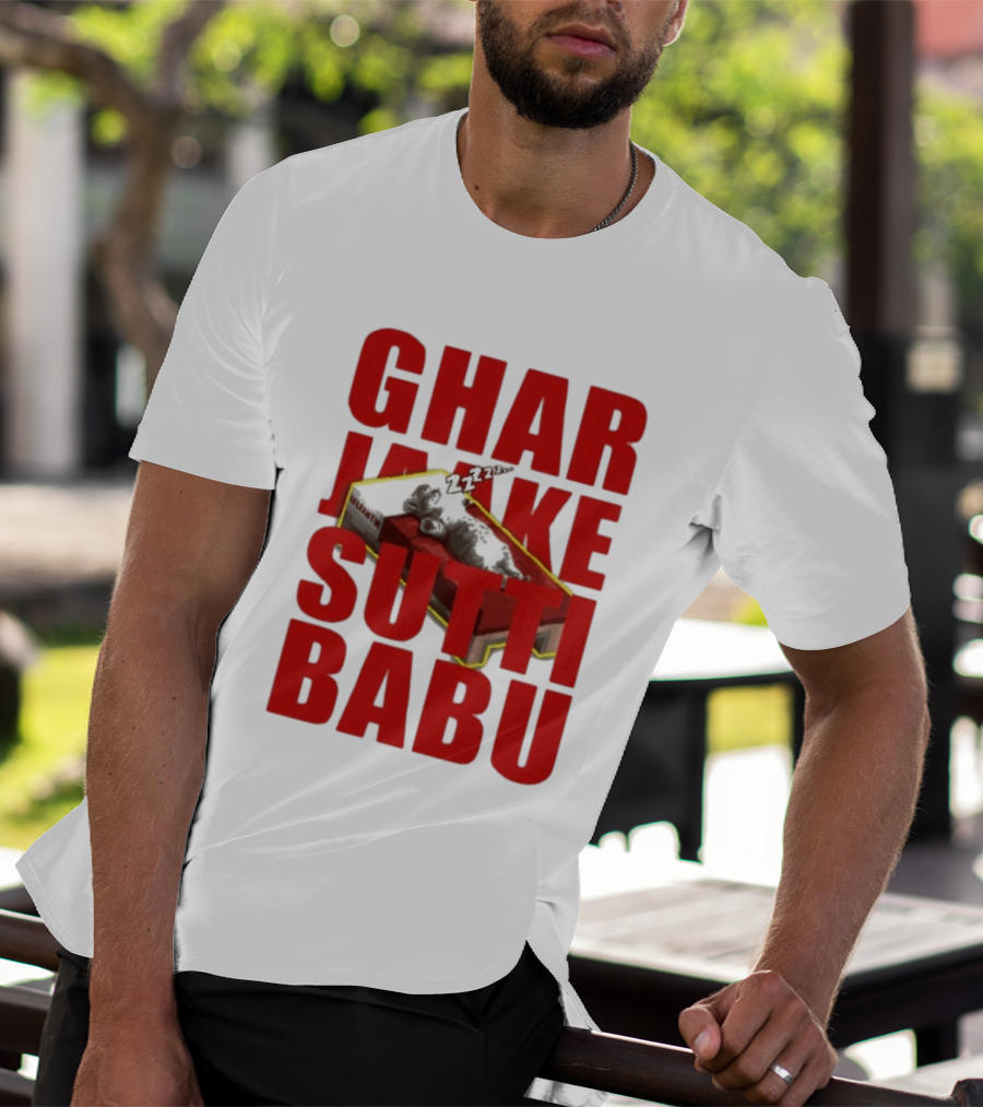 Ghar Jaake Sutti Babu Sleeping Cat On Bed ZZZ T-Shirt