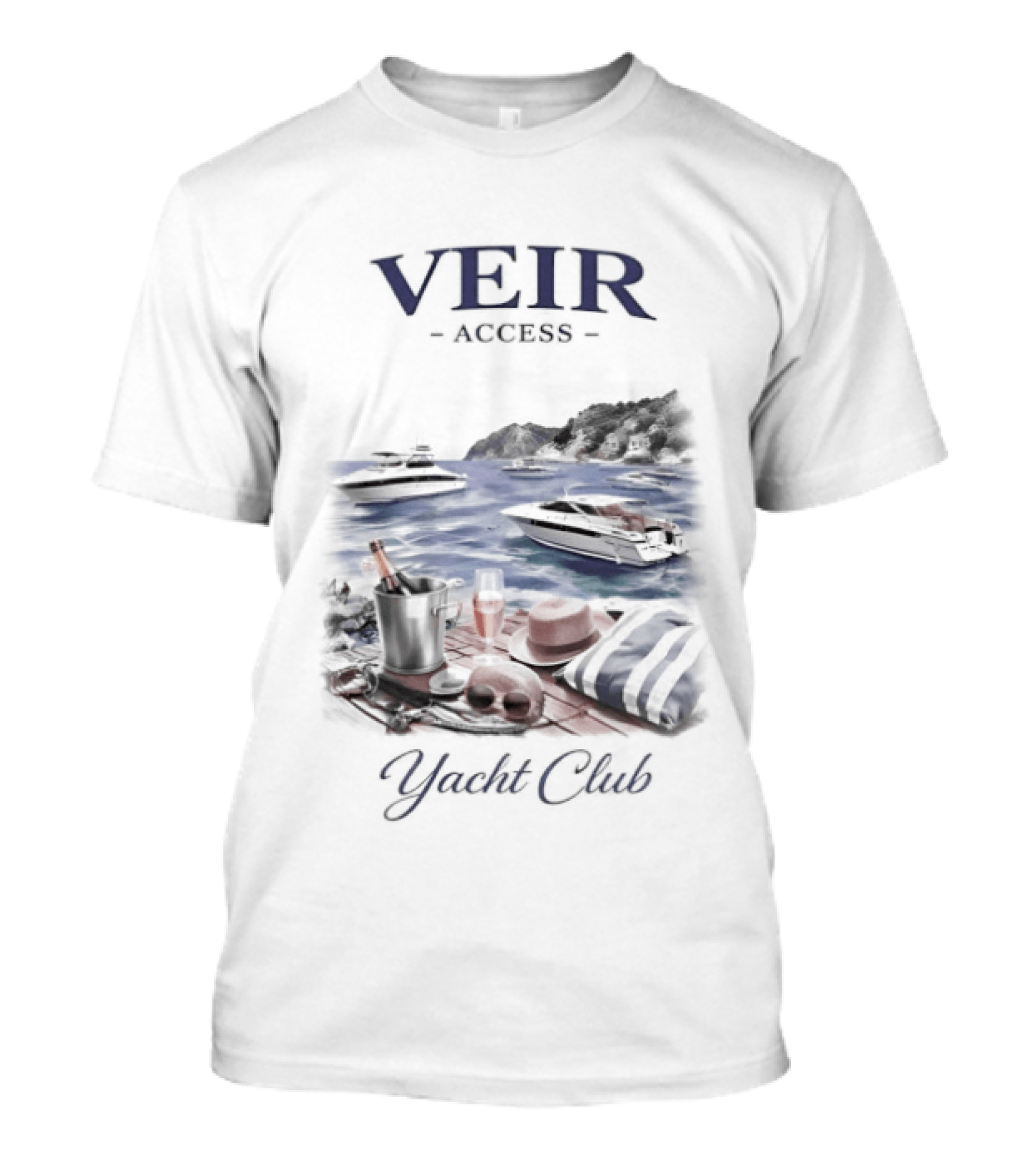 VEIR Access Yacht Club Beach Vacation Scene T-Shirt