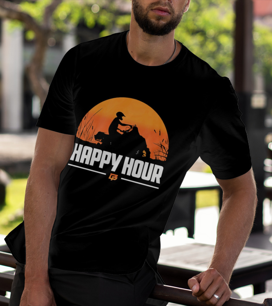 Happy Hour Motorcycle Sunset Silhouette Adventure T-Shirt