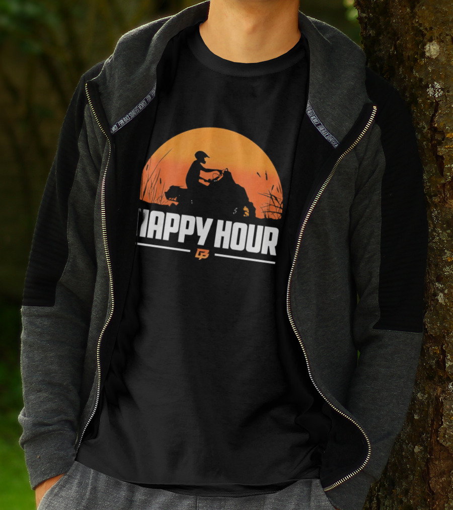 Happy Hour Motorcycle Sunset Silhouette Adventure T-Shirt
