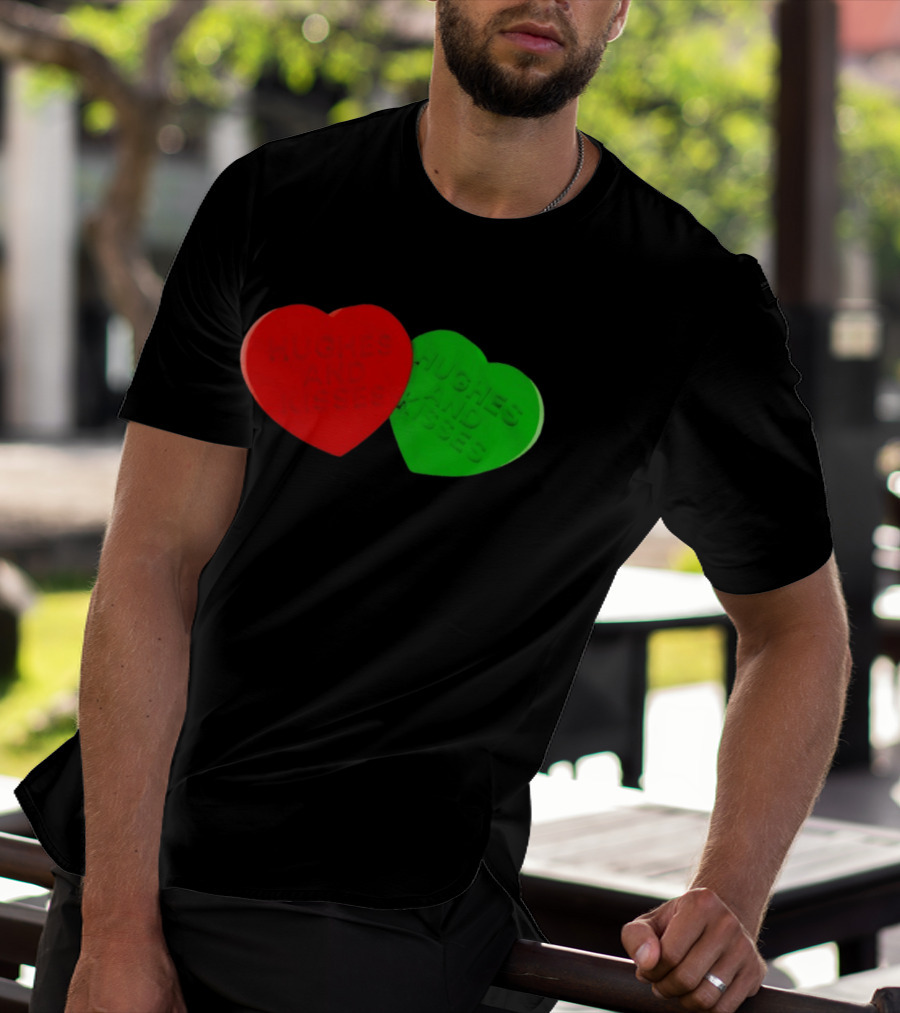 Hughes And Kisses Red Green Heart T-Shirt