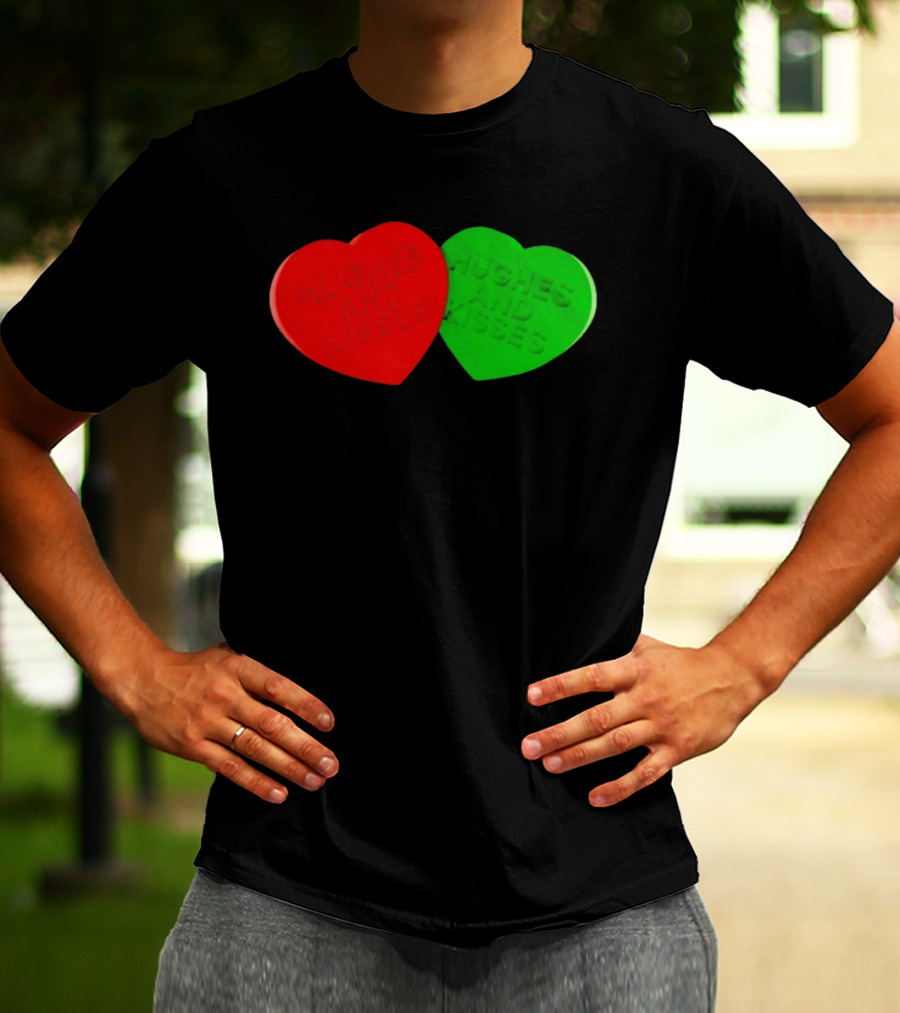 Hughes And Kisses Red Green Heart T-Shirt