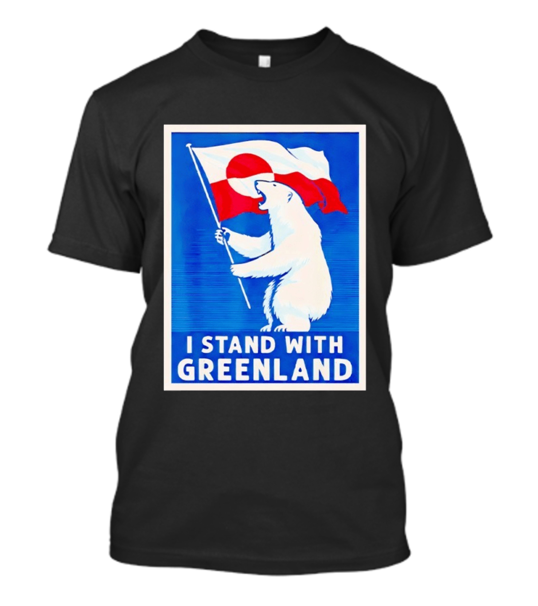I Stand With Greenland Polar Bear Flag White Bear T-Shirt