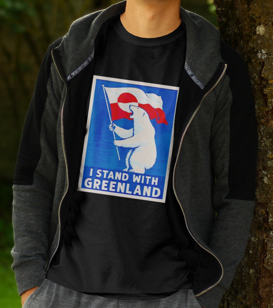 I Stand With Greenland Polar Bear Flag White Bear T-Shirt