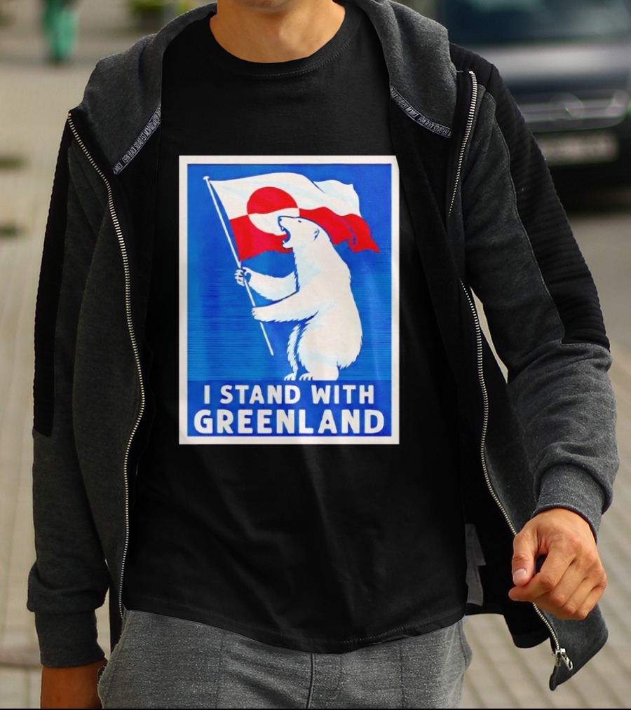 I Stand With Greenland Polar Bear Flag White Bear T-Shirt